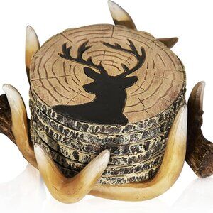 Deer Antlers Coaster Set of 6 – Handcrafted Deer Antler Decor and Man Cave Gifts